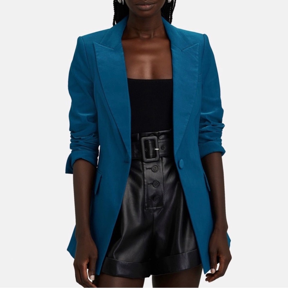 Veronica Beard Long and Lean Dickey Blazer Suit Jacket in Cerulean Blue